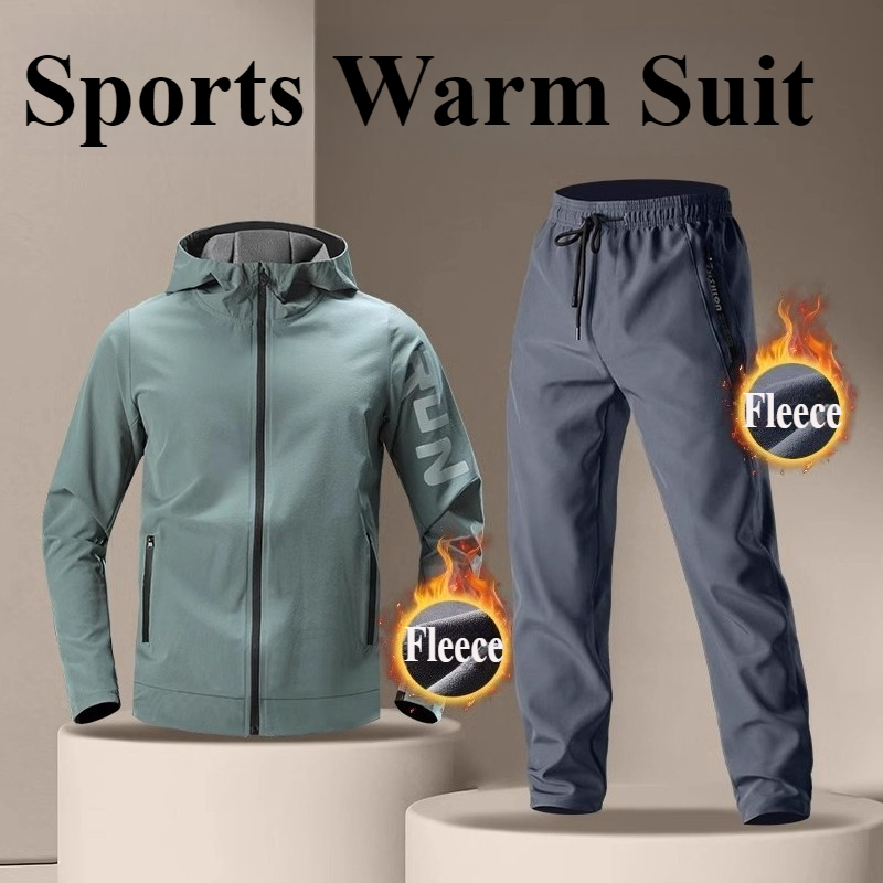 Running Gear Outfit - Men's Warm Fleece Sportswear Set with
