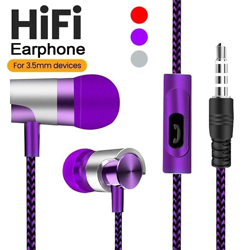 Running Gear Design - Wired Earphones In-Ear Headset Metal Bass