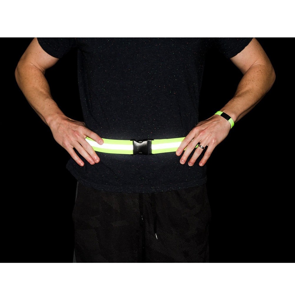 Running Visibility Gear - 2Pcs Fluorescent Green Reflective Waist Belt