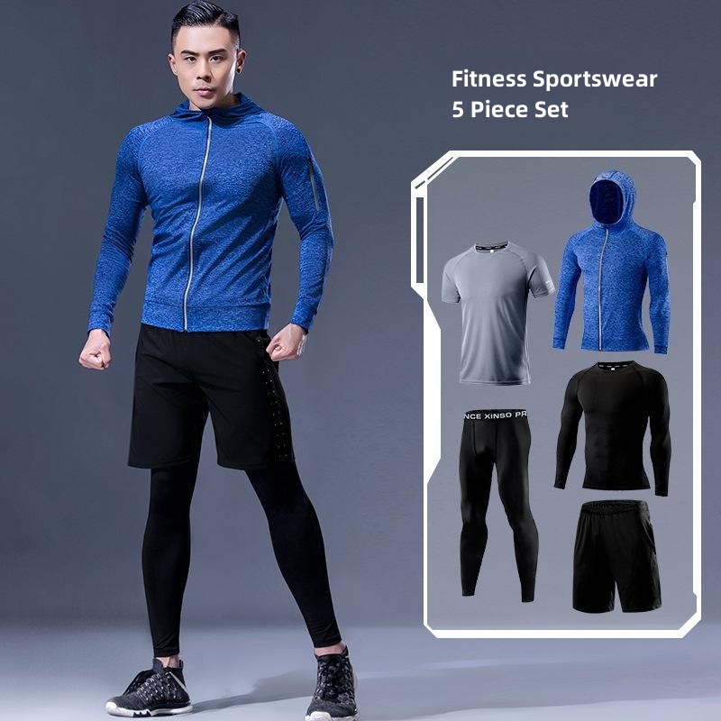 5-Piece Men's Fitness Clothes  - đánh giá và giá Running Gear Autumn