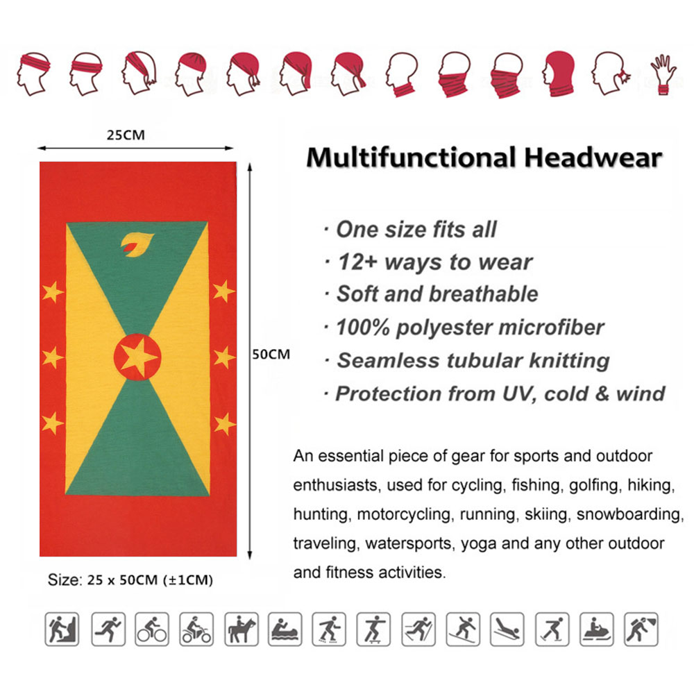 Grenada Flag Pattern Face Band - đánh giá và giá Running Gear Autumn